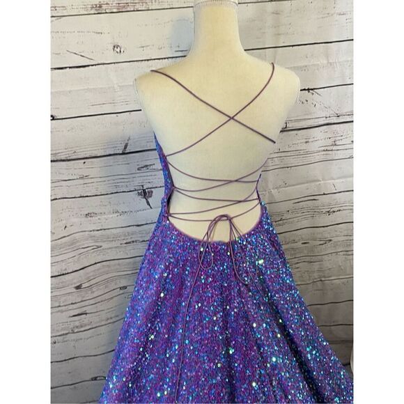 Amarra Sequin Purple Formal Gown Size 6 - Picture 8 of 16